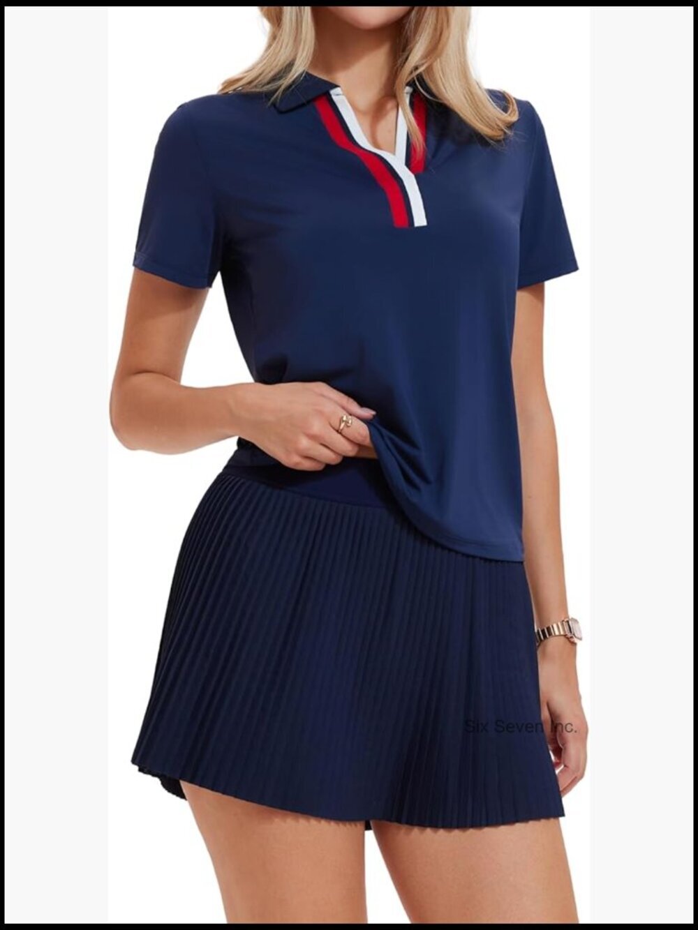 Two Piece Tennis Skirt Set Polo Golf Dress Athletic with Pockets